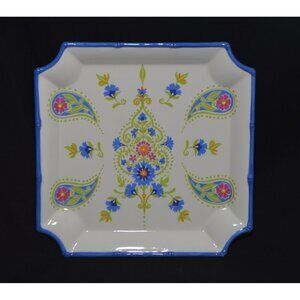 Square Serving Plate Dish Floral Paisley Global Designs Kate Williams 10"